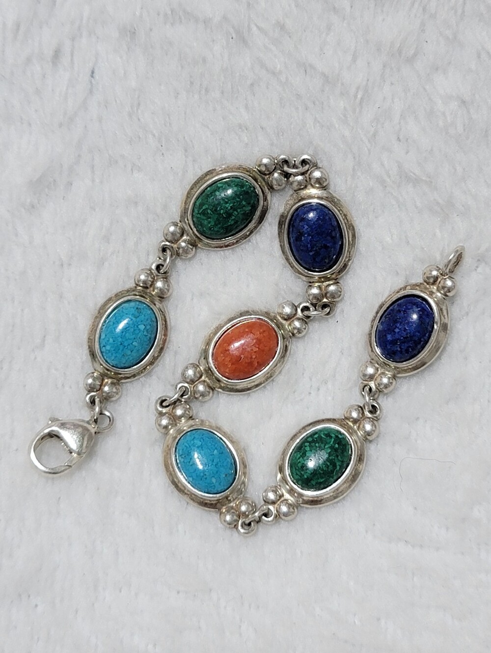 Vintage CCO Multi Gemstone Sterling Silver Bracelet